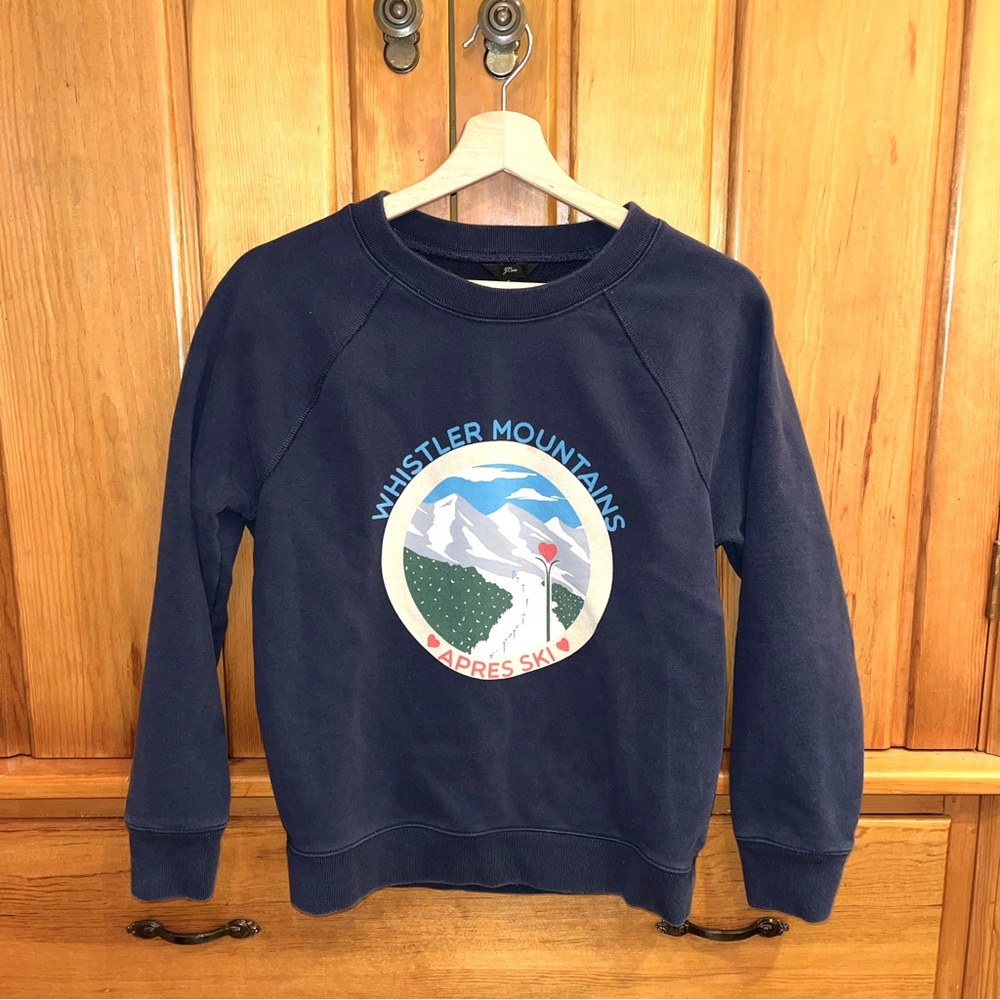 J Crew Whistler Mountain Navy Blue Graphic Sweatshirt